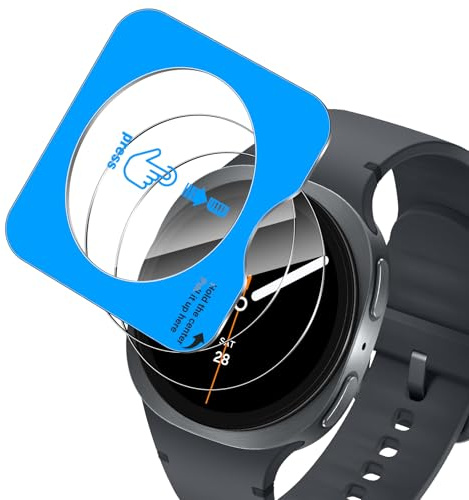 Yenwen Härdat Glas för Samsung Galaxy Watch 8 44mm Skydd, med Installationssats, 3 Stycken Skyddsfilm 9H Hårdhet Anti-Repor Härdat Skärm, Genomskinligt (Diameter 39,5 mm)