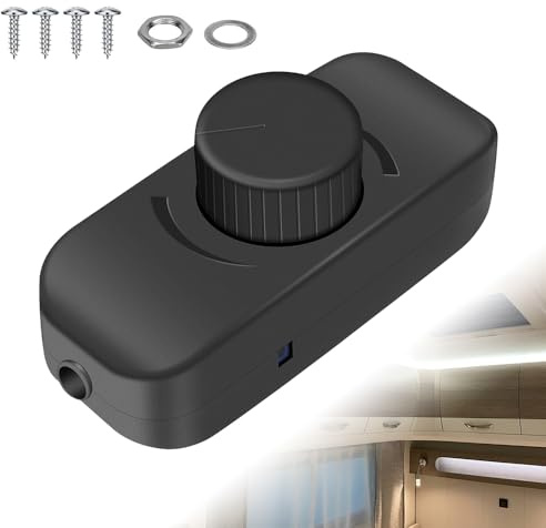 Riisoyu Dimmer LED, 12-24V Potenziometro regolatore di luce Manopola Dimmer Interruttore utilizzato per LED dimmerabili senza sfarfallio Dimmerazione da 0% a 100% Dimmer per Luce LED