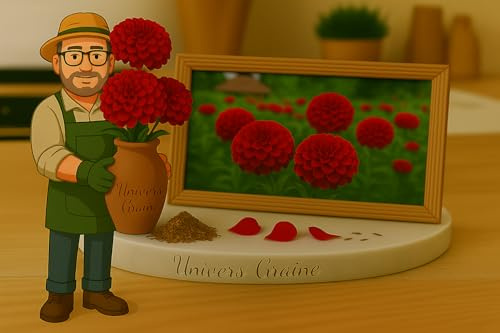 50 Graines de ZINNIA ROUGE - elegans ‘Dahlia Flowered Will Roger’ – Zinnia géant à fleurs de dahlia rouge vif - Fleurs Jardin - 437