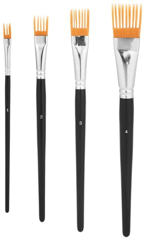 4pz Pennelli a Forma di Pettine, Quattro Misure Pennelli Professionali Dalla Texture Piatta Adatti per Pittura Acrilica Pittura a Olio Acquerello Guazzo