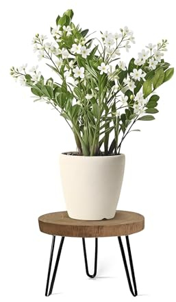 TFLPUO Soporte para plantas de madera, soporte para flores, soporte para plantas, taburete de madera, taburete para plantas con 3 pies, mesa auxiliar redonda, alta carga para casa, jardín, interior y