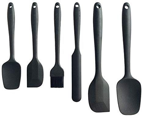 Juego de espátulas de silicona, utensilios para cocinar, hornear, mezclar y utensilios de cocina antiadherentes, sin BPA, aptos para lavavajillas.(Black)