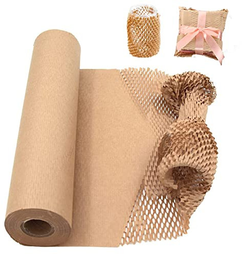 SENENQU 50 M×40 CM Papel Kraft de panal, Rollo de papel de nido de abeja Embalaje ecológico para moverse, Protección, embalaje de regalos y artículos frágiles