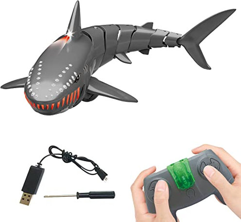 Ferngesteuertes Boot Hai, Flexibles Hai RC Spielzeug,Fernbedienungs Simulations Haiboot, Unterwasser RC Elektro Rennboot Spielzeugboot, Kinder Electric Shark Spielzeug für Poolgeschenk für Kinder
