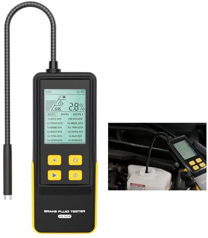 MOTOCOCHE Kfz Bremsflüssigkeit Tester Digitale - Hohe Präzision Auto-Bremsflüssigkeitsdetektor mit hochempfindlicher Prüfspitze, 2.8 LCD Bremsflüssigkeitstester für DOT3 DOT4 DOT5.1 Bremsflüssigkeit