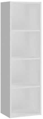 Panana 2-6 Tier Cube Bookcase, Wooden Book Shelving Freestanding Storage Unit Open Shelf For Home Office Display (White, 4 Tier)