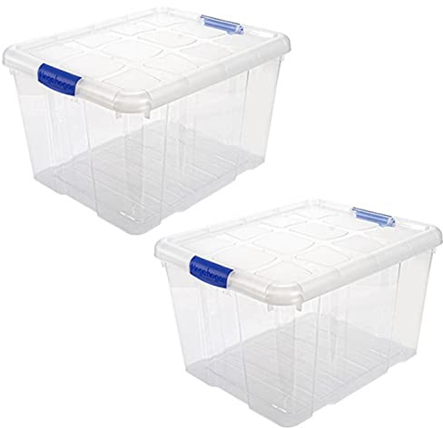 Acan Tradineur - Pack de 2 Cajas de Almacenamiento - Fabricado en plástico - Contenedor para almacenar Libros, ropa, mantas - N.º 2-25,5 x 41,5 x 35 cm - 25 Litros