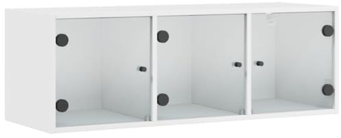 vidaXL Wandschrank mit Glastüren Weiß 102x37x35 cm