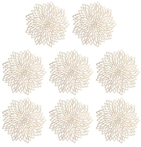 8 Piezas Manteles Individuales Dorados, Resistentes al Calor, Decoración de Mesa, Lavables