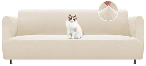 BellaHills High Stretch Sofa Cover 4 Seater Replacement Compatible Cover for Söderhamn Sofa Non Slip Sofa Slipcovers for Living Room Couch Covers Washable Furniture Protectors (4 Seater, Natural)