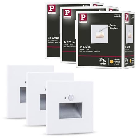 Paulmann 5271 Set LED Wandeinbauleuchte Edge 3er-Set 80x42mm 3x1,2W 3x25lm 230V 2700K Weiß matt