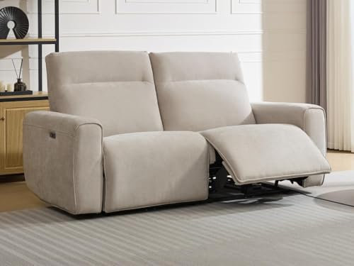 Vente-unique - Canapé 3 Places Relax électrique en Tissu Beige LORGITA