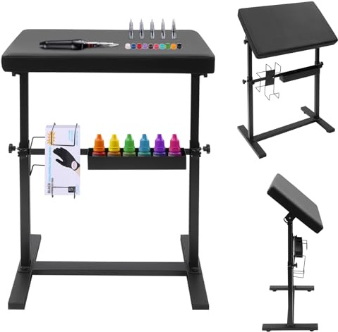 DHQCQL tatuering armstöd, höjdjusterbart PU-läder armstödsstativ, 60 x 40 x 66 cm modern tatueringsstol, armstöd tatuering för studiolong, upp till 50 kg