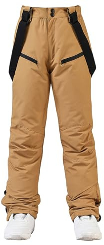 Vhersily Pantaloni Trekking Invernali Uomo Pantaloni Sci Alpinismo Felpati Termico Pantalone Neve Caldi Cargo Imbottiti Invernale Antistrappo con Bretelle per Caccia Montagna Snowboard MTB Golf