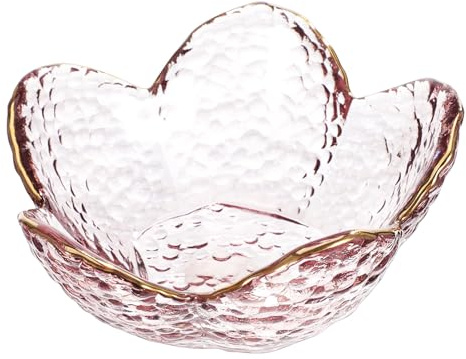 PAMINGONO Piatto Porta-Anelli in Vetro Resistente a Forma di Fiore di Ciliegio Piccolo Vassoio Decorativo Portagioielli e Porta Caramelle Ciotola Portachiavi Versatile per Scrivania e