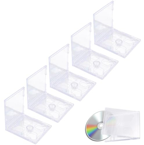TOMETURE 5 St Transparent Dubbelt Cd-fodral med Säker Skivhållare Standardstorlek för Skivor Plastfodral för CD Dvd med Plats för Omslagsbild och Skyddande Förvaring