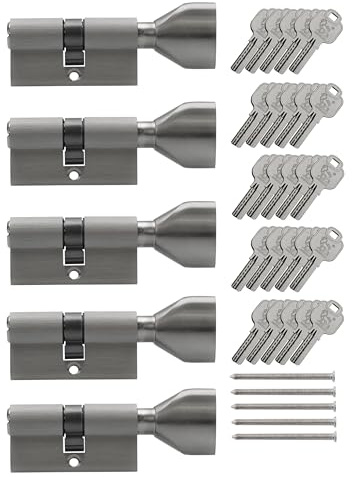 5 x knoppcylinder KSN 70 mm 35/35 likvärdig låsning inkl. 25 nycklar