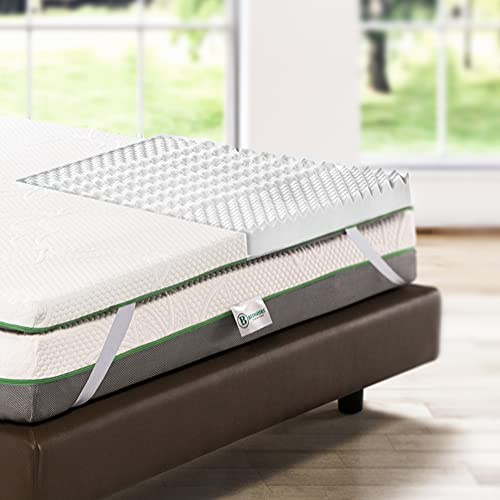 Bedshire Sobrecolchón Individual de 80x190 cm, Topper con Espuma viscoelástica Memoria de 6 cm de Alto con Revestimiento extraíble, ortopédico, Fabricado en Italia 100%