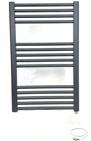 Greenedhouse 400w x 800h Anthracite Electric Flat Heated Towel Rail