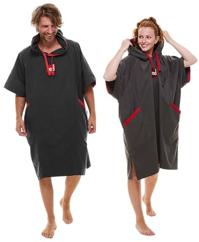 Red Original Unisex Quick Dry Microfibre Changing Robe Hooded Surf Poncho, Soft, Super Absorbent, Lightweight & Portable