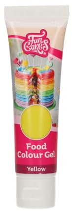 FunCakes Food Colour Gel Jaune: Colorant Alimentaire Gel Concentré pour le Fondant, la Pâte d'Amande, la Crème. Dosage Simple et Facile. Créer des Couleurs Vives. Halal. 30 g