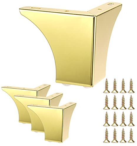SUMNACON 4 Stück 10cm Möbelfüße aus Stahl Schrankfüße Beine für Stühle Tisch Schrank TV-Schränke Schubladen Sofa Mit Schrauben Möbelbeine Einfachen Montage Dreieck(Golden)