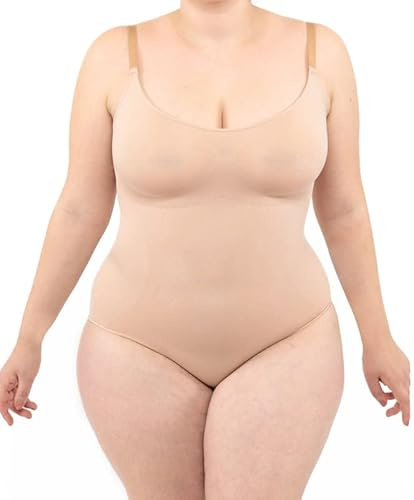 LEELA LAB Body Modellante Contenitivo Donna Taglie Forti con Spalline Regolabili, Massimo Comfort, Realizzato in Morbida Microfibra Senza Cuciture – Made in Italy (Nude. XXXL)