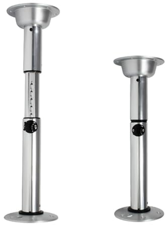 Marvix Pedestal Table Leg Adjustable Detachable Table Top Telescopic Stand Chrome For Caravan, Motorhome, Campervan, Boat