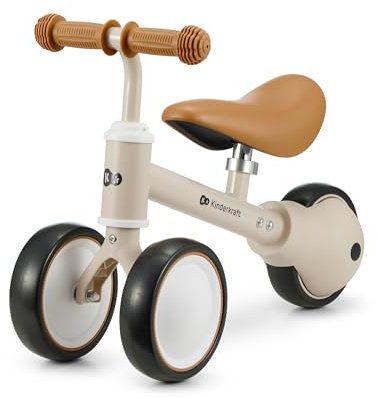Kinderkraft Laufrad CUTIE, Lernlaufrad, Kinderlaufrad, Lauflernrad, Fahrrad ohne Pedale, Dreirad, Aus Metall, Modernes Design, Sichere Konstruktion, für Kinder ab 1 Jahr, Beige