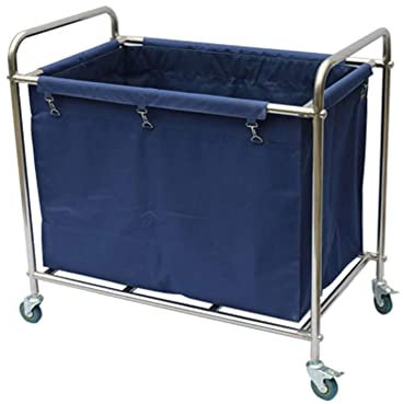 Chariot de tri à linge avec sacs amovibles en acier inoxydable, chariot de nettoyage de ménage, voiture en lin sur roues silencieuses – Chariot de rangement de cuisine