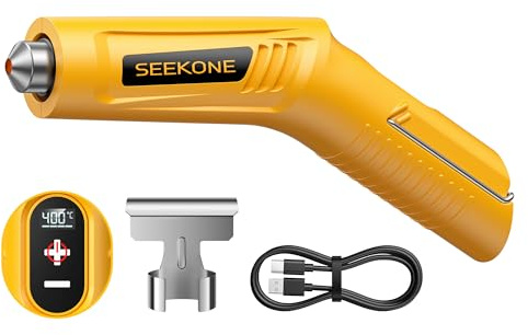 SEEKONE Cordless Mini Hot Air Gun, 4-Temp Settings (Max 400°C) with Memory Function, 3.6V Lithium Heat Gun, USB Charge, with Reflector Nozzle, for Heat Shrink Tubing, Resin and Embossing Powder