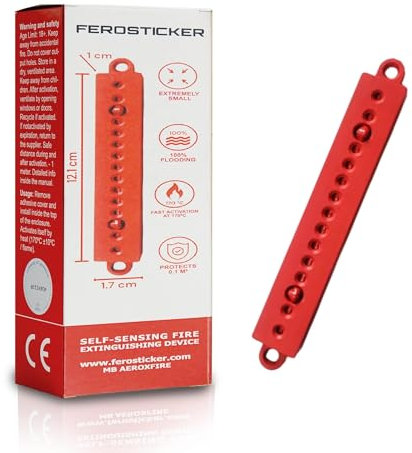 FEROSTICKER Kleiner Automatischer Feuerlöscher – Ungiftig, Kompakt & Wartungsfrei, Haushaltsbrandschutz für Sicherungskästen, Solargeneratoren, Fahrzeuge, Lithiumbatterien, Schiffskabinen (1 Stück)