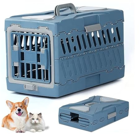 ANGAHE | Transportín Plegable para Gato y Perro Pequeño o Mediano – Fácil de Montar y Guardar – Ligero y Seguro con Ventilación – Ideal para Viajes en Coche, Tren o Avión. Seguro y Ligero.