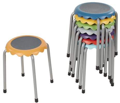 Back2School Express Blossom Stackable Plastic Stools, Flexible Seating, Assorted, 8-Piece