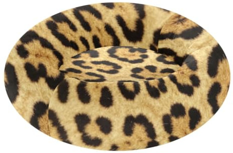 GuoChe husdjur kattbädd varm gul leopardpäls | Varm och mjuk fluffigare ortopedisk hundbädd för små husdjurstillbehör