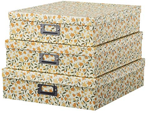 Soul & Lane Decorative Cardboard Storage Boxes With Lids, Set of 3 Nesting Floral Photo Storage for Home Décor and Scrapbook Paper, Memory Boxes For Keepsakes, Documents, Organizing