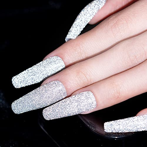 BURANO UV Reflektierende Glitter Gel Polish, 7.3ml schwarzer reflektierender Glitter Sparkle holografischer Gel Nagellack