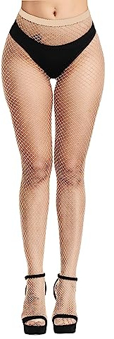 Simply Joshimo Womens Coloured Fishnet Tights | Regular Diamond Net Colourful Bright Pantyhose (Beige)