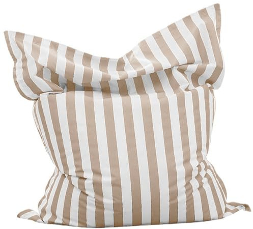 Fyrkantig säcksäck for pool - Utomhus inomhus bekväm stor stol kudde säck pufföverdrag utan fyllning(Light khaki-stripe)