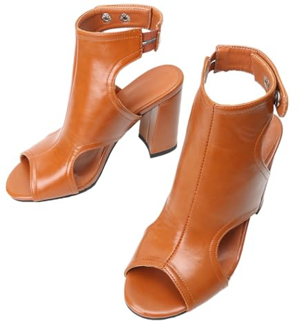 MEOTINA Open Toe Booties for Women Dressy Sandals Peep Toe Boots Block Heels Summer Gladiator Shoes