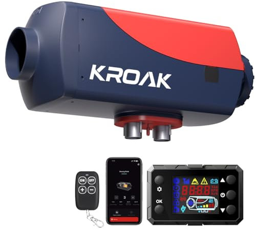 KROAK 12V/24V Diesel Standheizung, 8KW Luft Dieselheizung mit Bluetooth APP LCD-Display &Fernbedienung, 0,15–0,44 L/Std Air Diesel Heizung Dieselheizung für Auto RV LKW Wohnmobil