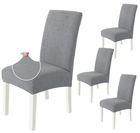 Ystyle Fundas Sillas De Comedor Pack 4, Fundas Sillas Universal Ajustables, Funda para Sillas Elástica, Cubre Funda Protectora Sillas Lavables, Funda Protectora Sillas, Gris Claro