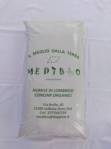 MEDIBIO Humus di lombrico Puro 30 Litri, Super Fertilizzante Organico, 100% Matrice Cavallo, Potere Ammendante 20 volte superiore allo stallatico (Offerta 5 Sacchi)