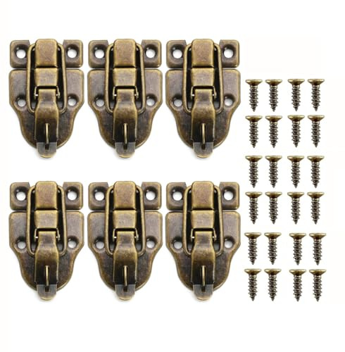Wxinsheng 6 PCS Cierres Hebilla para Caja,Pestillos de Caja Joyería Antigua Cierre Cierres para Cofres Cerradura de Bronce Piezas Pestillos Retro Pequeñas Cajas de Madera