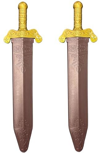 HoveeLuty Lot de 2 épées de Chevalier médiévales avec Fourreau, 48 cm Long, en Plastique, pour Halloween, Jeu Combat, pour garçons et Filles