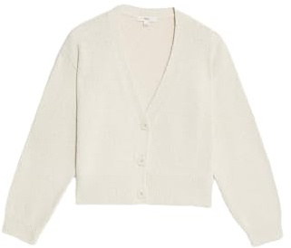 Marks & Spencer Cárdigan Cómodo de Cuello de Pico Texturizado con Alto Contenido en Algodón para Mujer, Ajuste Relajado
