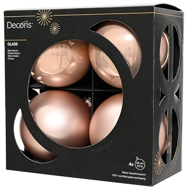Kaemingk Weihnachtskugeln Glas 10cm 4 Stück - matt & glänzend - Große Christbaumkugeln Weihnachtsbaumkugeln für Weihnachten - Christbaumschmuck & Weihnachtsbaumschmuck - Rosa