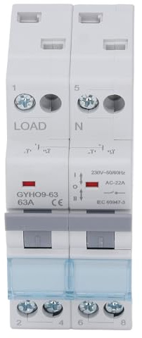 Sxhlseller Commutateur de Transfert Manuel à Indication de Puissance Claire pour Systèmes électriques, Commutateur de Transfert de Générateur de Puissance Double à Montage sur Rail 63A DIN35mm,