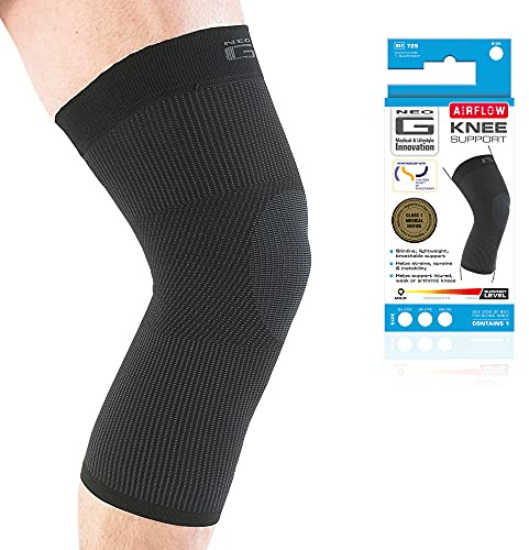 Neo-G Airflow Knitted Knee Support for Running – Black - MEDIUM | Knee Compression Sleeve for Sport, Running, Daily Wear & Pain Relief. Breathable, Class 1 Medical Device for Women & Men