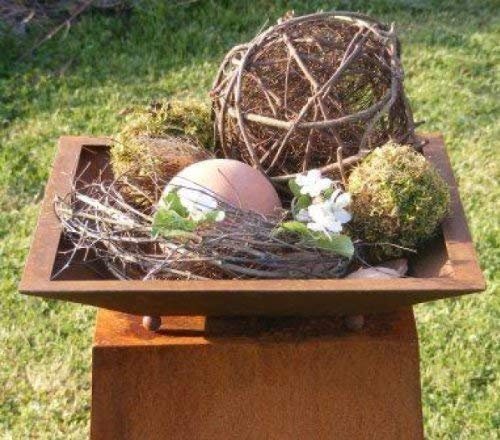 Rost Metal Fuente para Plantar sobre Bolas, Cuadrado Plantable Rost Cuenco Cuadrado para Su Jardín Decoración, Pátina